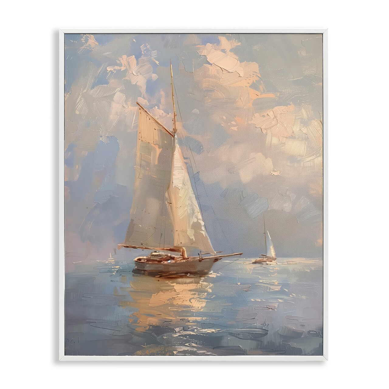 Stupell Industries Maritime Ship on Cloudy Sea Framed Giclee Design by Arlington Prints